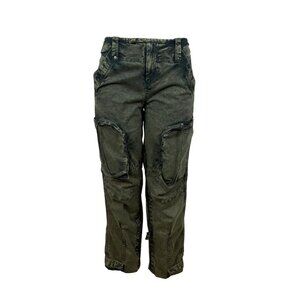 We The Free Women's Olive Green Cotton Cargo Pants Dual Zipper Pockets Sz XS